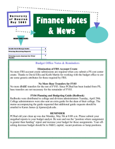 Finance Notes &amp; News Budget Office Notes &amp; Reminders