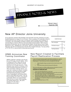 Finance Notes &amp; News New AP Director Joins University