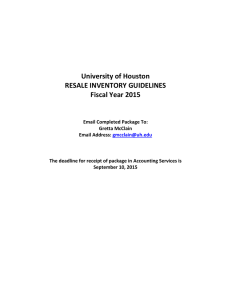 University of Houston RESALE INVENTORY GUIDELINES Fiscal Year 2015