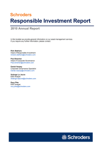 Responsible Investment Report Schroders 2010 Annual Report