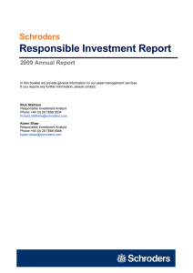 Responsible Investment Report  Schroders 2009 Annual Report