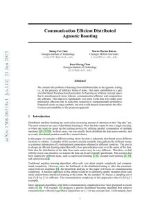 Communication Efficient Distributed Agnostic Boosting Abstract