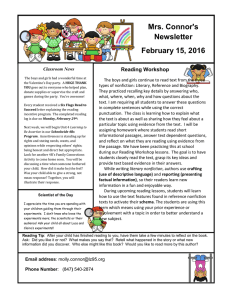 Mrs. Connor's Newsletter February 15, 2016