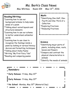 Ms. Berk’s Class News Math: Reading/Writing: