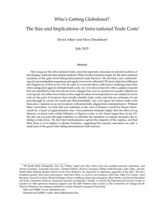 Who’s Getting Globalized? The Size and Implications of Intra-national Trade Costs ∗