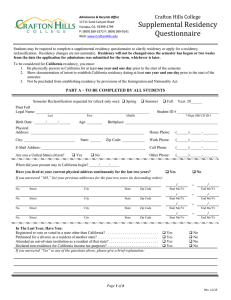 Supplemental	Residency Questionnaire Crafton	Hills	College