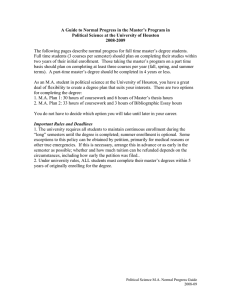 A Guide to Normal Progress in the Master’s Program in 2008-2009