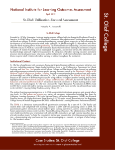 St.Olaf: Utilization-Focused Assessment National Institute for Learning Outcomes Assessment