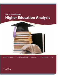 Higher Education Analysis The 2015-16 Budget: