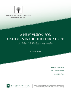 A Model Public Agenda A New VisioN for CAliforNiA HigHer eduCAtioN: March 2014