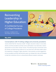 Reinventing Leadership in Higher Education: