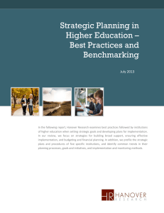 Strategic Planning in Higher Education – Best Practices and Benchmarking