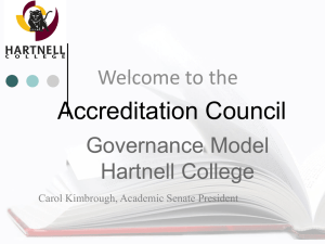 Accreditation Council  Governance Model Hartnell College