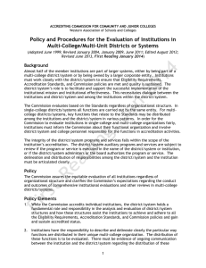 Policy and Procedures for the Evaluation of Institutions in