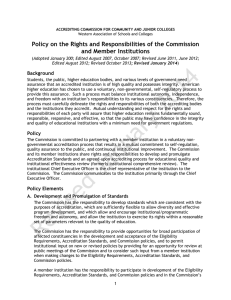 Policy on the Rights and Responsibilities of the Commission Background