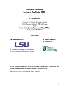 Executive Summary Louisiana Tax Study, 2015