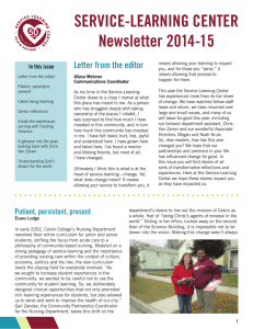 SERVICE-LEARNING CENTER Newsletter 2014-15 Letter from the editor In this issue