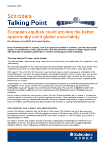 Talking Point Schroders European equities could provide the better opportunity amid global uncertainty