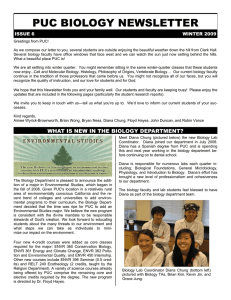 PUC BIOLOGY NEWSLETTER ISSUE 6 WINTER 2009