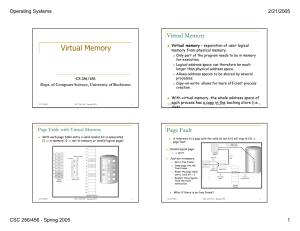Virtual Memory Operating Systems 2/21/2005