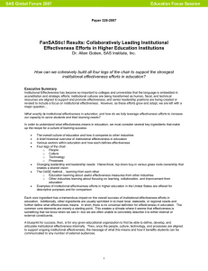 FanSAStic! Results: Collaboratively Leading Institutional Effectiveness Efforts in Higher Education Institutions