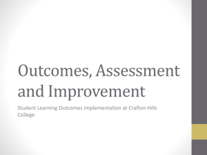 Outcomes, Assessment and Improvement Student Learning Outcomes Implementation at Crafton Hills College