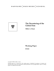 The Decentering of the Global Firm Working Paper