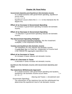 Chapter 28: Fiscal Policy  Government Spending and Equilibrium Net Domestic Income