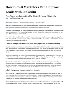 How B-to-B Marketers Can Improve Leads with LinkedIn for Lead Generation