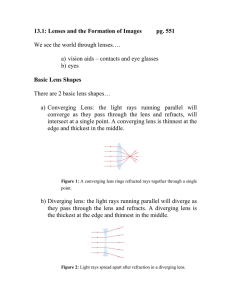 13.1: Lenses and the Formation of Images pg. 551 Basic Lens Shapes