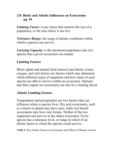 2.8: Biotic and Abiotic Influences on Ecosystems  pg. 54