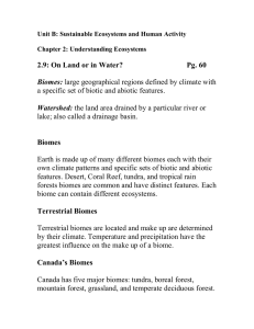 2.9: On Land or in Water?  Pg. 60 Biomes
