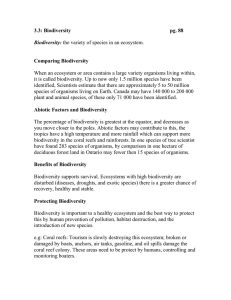 3.3: Biodiversity  pg. 88 Comparing Biodiversity