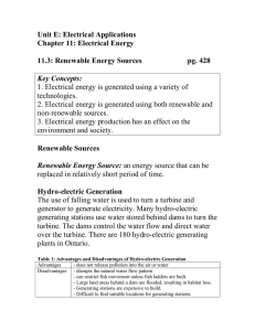 Unit E: Electrical Applications Chapter 11: Electrical Energy 11.3: Renewable Energy Sources
