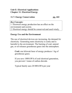 Unit E: Electrical Applications Chapter 11: Electrical Energy 11.7: Energy Conservation
