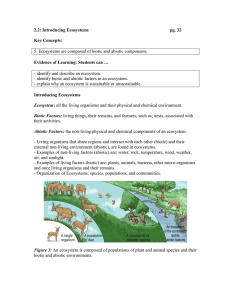 2.2: Introducing Ecosystems  pg. 32 Key Concepts: