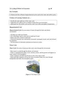 2.6: cycling of Matter in Ecosystems  pg. 48 Key Concepts: