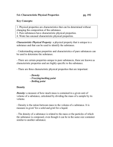 5.6: Characteristic Physical Properties  pg. 192 Key Concepts: