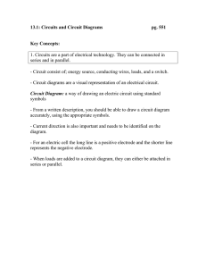 13.1: Circuits and Circuit Diagrams  pg. 551 Key Concepts: