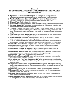 Chapter 5 INTERNATIONAL AGREEMENTS, ORGANIZATIONS, AND POLICIES Important Terms