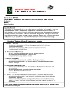 IONA CATHOLIC SECONDARY SCHOOL BUSINESS DEPARTMENT Information and Communication Technology