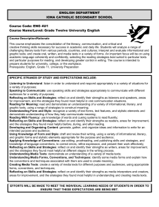 ENGLISH DEPARTMENT IONA CATHOLIC SECONDARY SCHOOL Course Code: ENG 4U1