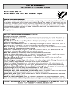 ENGLISH DEPARTMENT IONA CATHOLIC SECONDARY SCHOOL Course Code: ENG 1D1