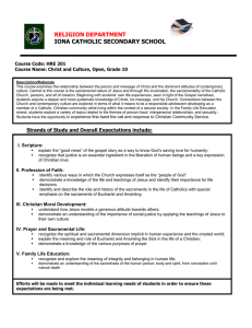 IONA CATHOLIC SECONDARY SCHOOL RELIGION DEPARTMENT Course Code: HRE 201