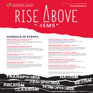 “ - I S M S ” SCHEDULE OF EVENTS #TerpsRiseAbove