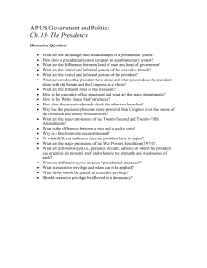 AP US Government and Politics Ch. 13- The Presidency