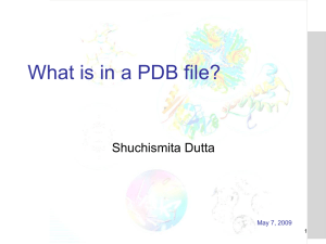 What is in a PDB file? Shuchismita Dutta May 7, 2009 1