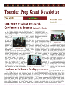 Transfer Prep Grant Newsletter CHC 2012 Student Research Conference A Success