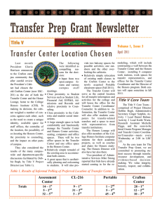 Transfer Prep Grant Newsletter Transfer Center Location Chosen