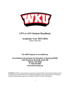 LPN to ASN Student Handbook Academic Year 2015-2016